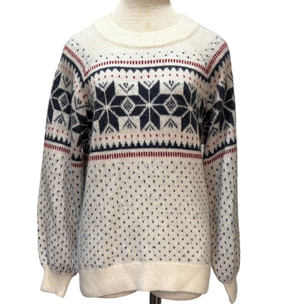 Abercrombie & Fitch sz L fair isles crewneck chunky sweater